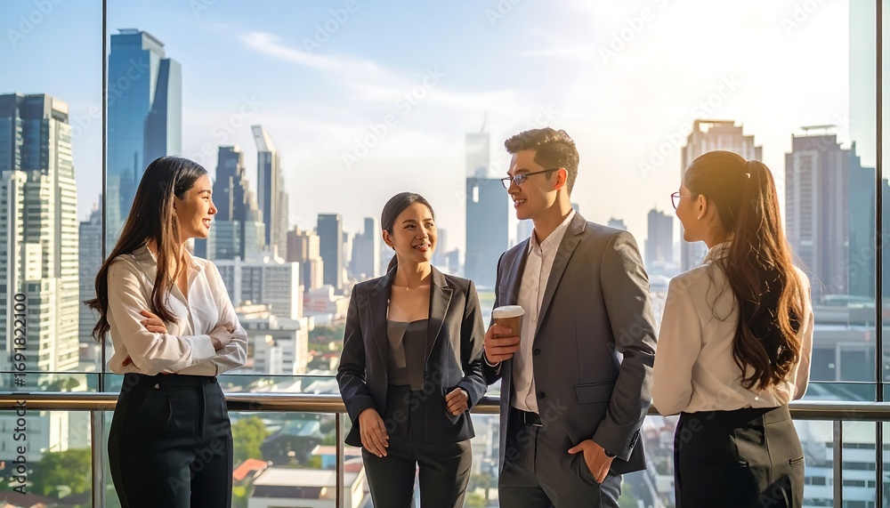 Fototapeta premium Business people chatting outdoors