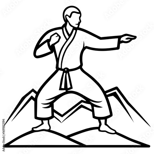 Powerful Monk Mascot with Fire Aura, a Martial Arts Vector Logo