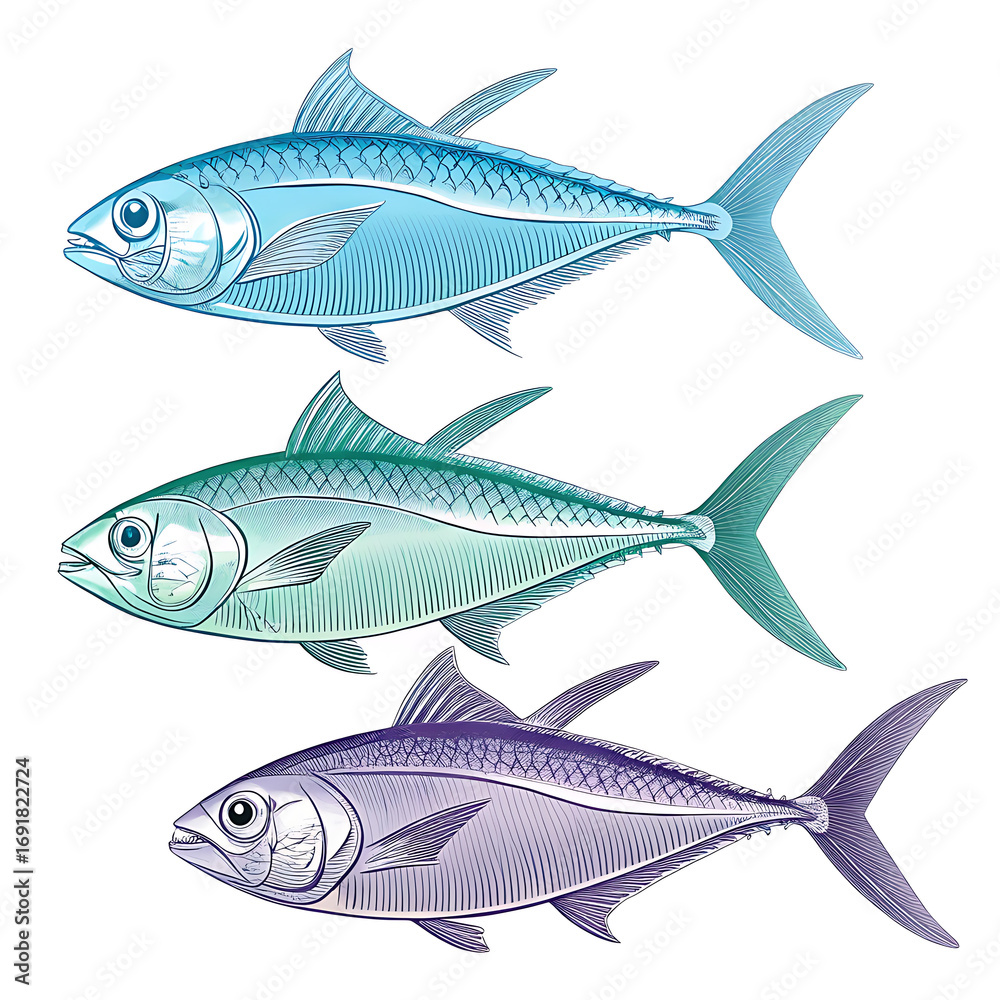 Naklejka premium set of icon in fish isolated on white background
