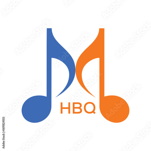 HBQ Music Company logo. HBQ Company logo design for Musical Note and business. HBQ Entertainment Branding best icon.
