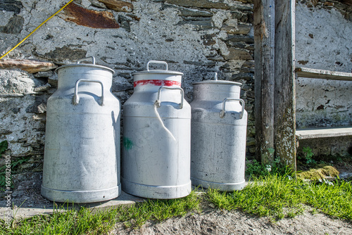 Milk containers produced by peasants in the mountains
