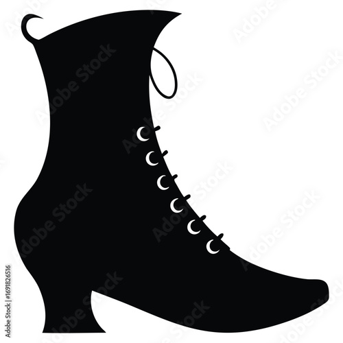 A silhouette of a witch's boot on a white background