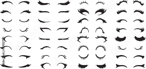Eyes and Eyebrows Vector Set – Expression, Face, Character, Cartoon, Icon, Symbol, Black, Minimal, Outline, Flat, Art, Design, Illustration, Creative, Abstract, Collection, Funny, Drawing