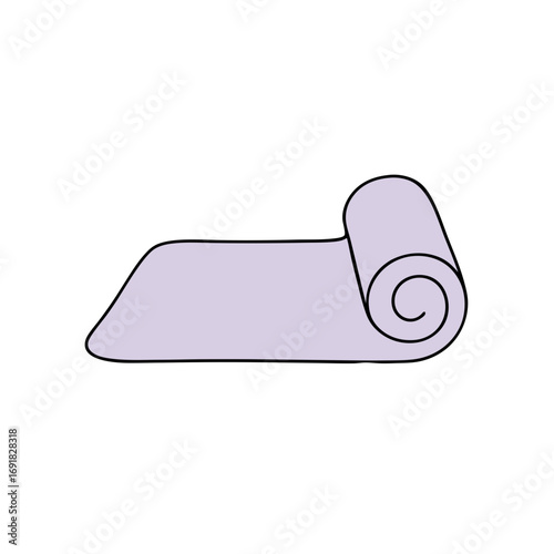 drawing of a rolled yoga mat, pastel soft purple partial fill