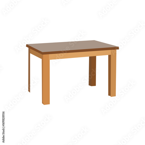 A flat, vector illustration of a simple rectangular wooden table.