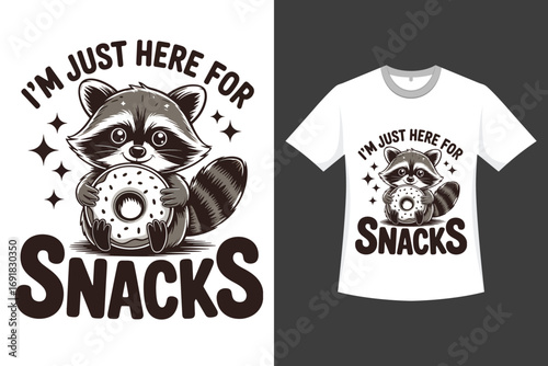 I'm Just Here For Snacks A Raccoon Western-Style Illustration