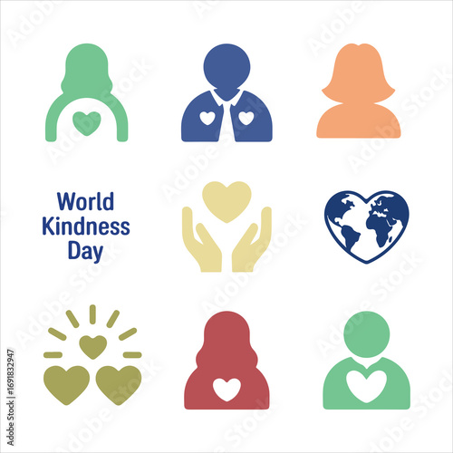 world kindness day vactor art icon pack colorful set icon banner and white backgrount
