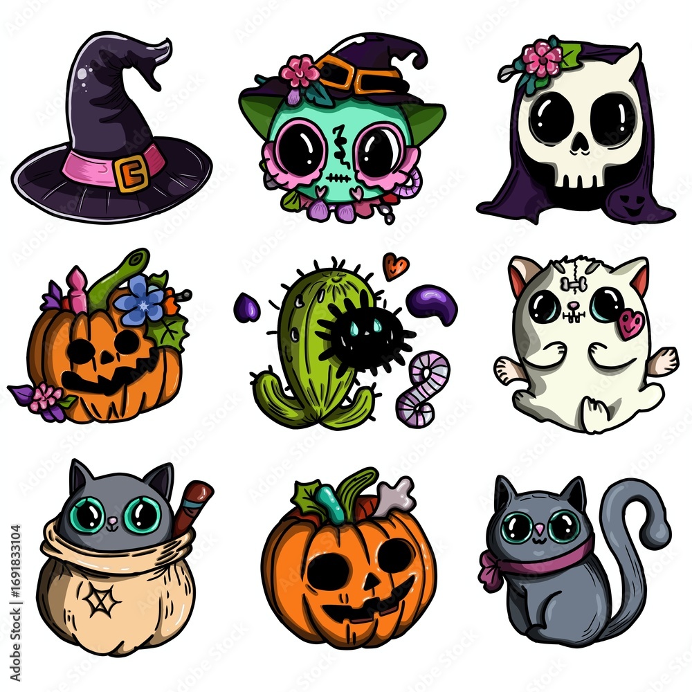 Fototapeta premium halloween icons set