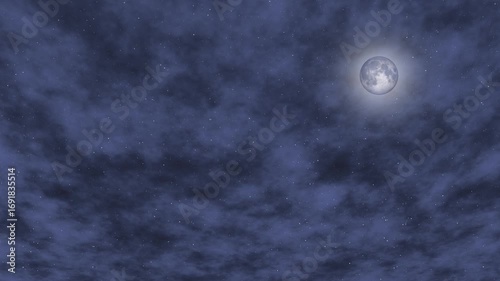 Night sky astronomy full moon stars cloudscape universe galaxy peaceful nighttime scenery. Full moon night sky stars cloudscape dreamy romantic serene tranquil atmospheric dark blue.