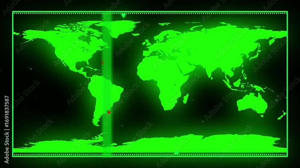 Green screen global network world map animation futuristic digital ...