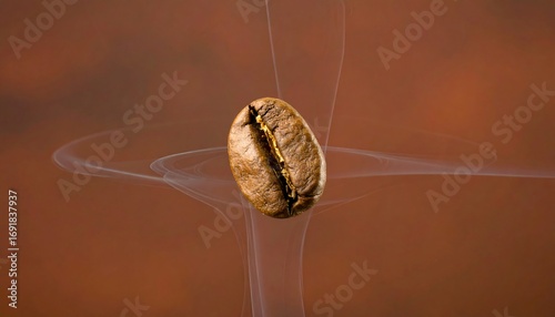 Coffee bean in swirling smoke