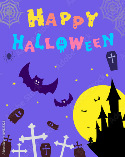 ドラキュラ城のハロウィンのイラスト