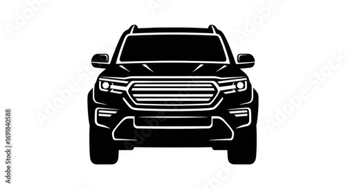 Suv Front View Outline Black Background