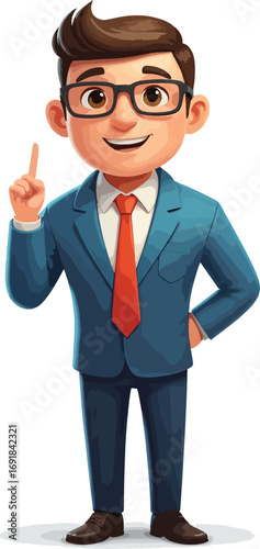 Smart Businessman Cartoon Character Illustration
