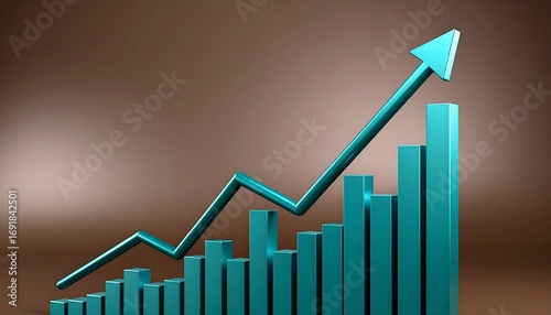 Turquoise bar and line graph on brown gradient background, showing upward growth. Free Download Turquoise bar and line graph on brown gradient background, showing upward growth. - GFXLoad