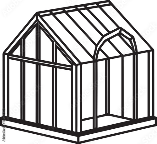 greenhouse outline vector illustration line art