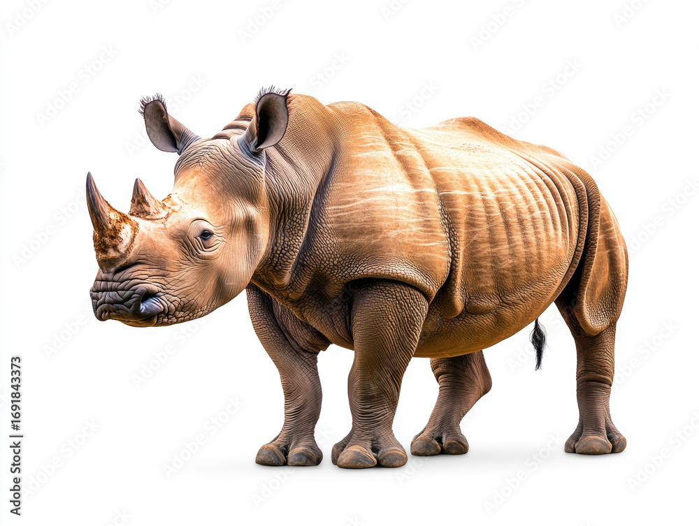 Obraz premium Rhinoceros standing in a bright studio environment