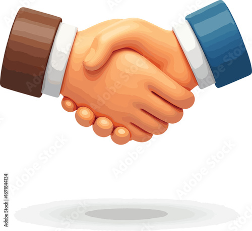 Illustrative concept of two individuals engaging in a firm handshake, symbolizing a strong agreement, partnership, and mutual trust in business or social contexts