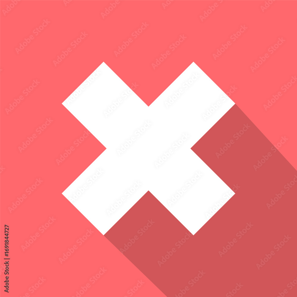 Fototapeta premium Cross mark icon. White error sign. Cancel symbol Vector. Incorrect flat button. EPS 10.
