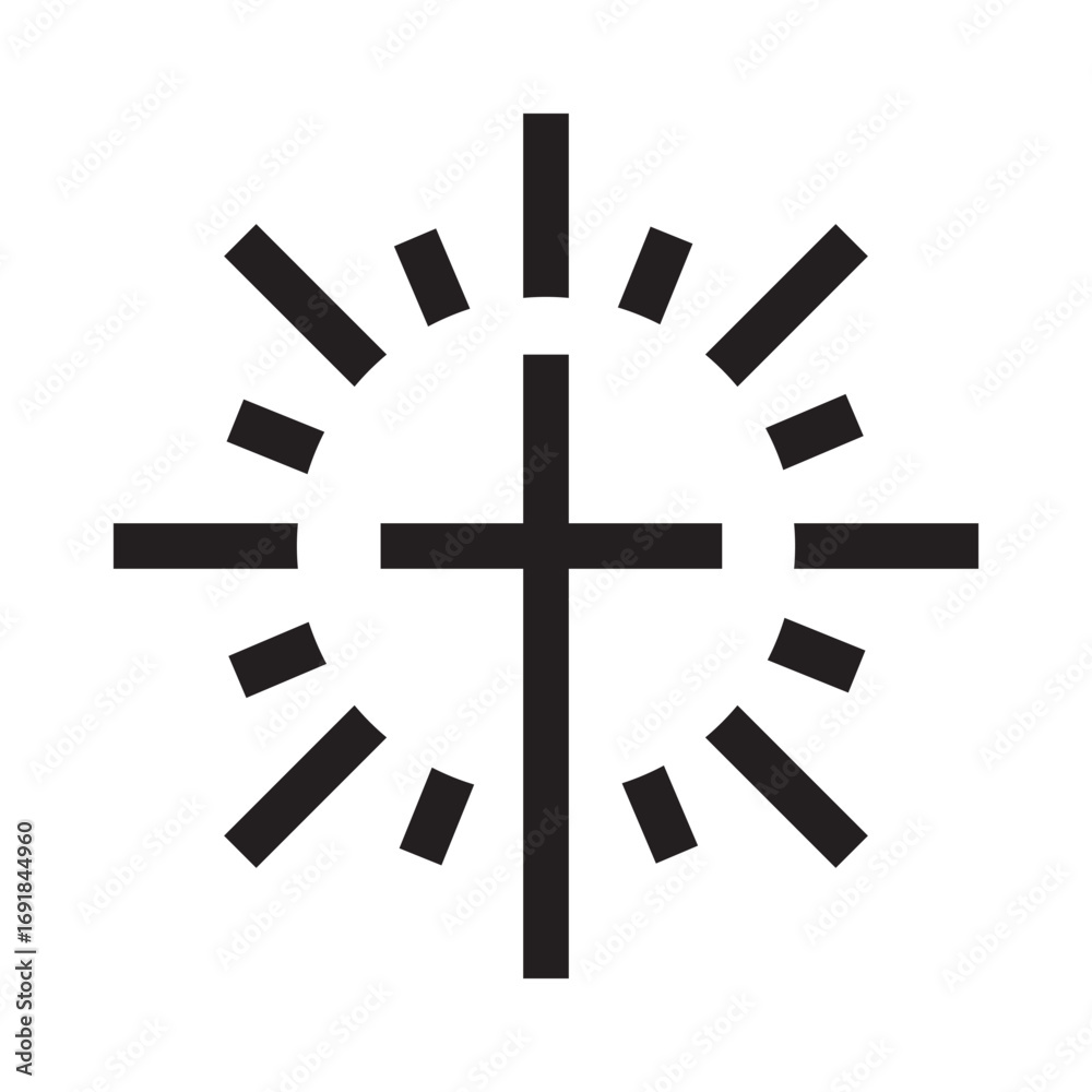Obraz premium Religious cross icon. Christian faith symbol. Divine light Vector. Holy emblem sign. EPS 10.