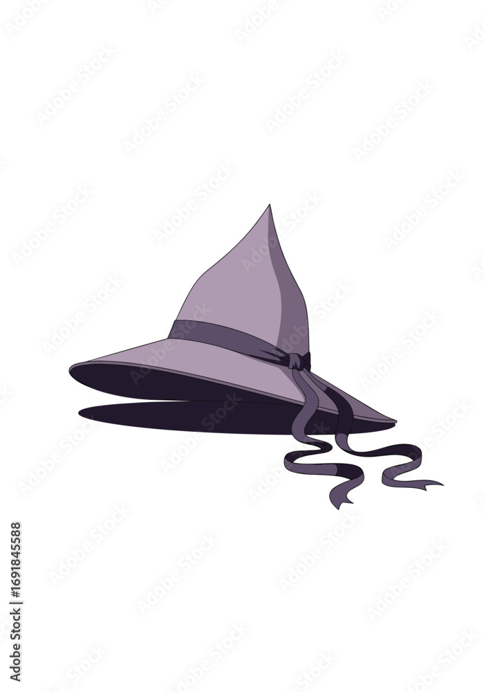 Fototapeta premium A mystical pointed hat adorned with a decorative ribbon symbolizing magic and enchantment