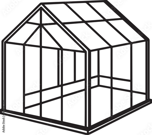 greenhouse outline vector illustration line art