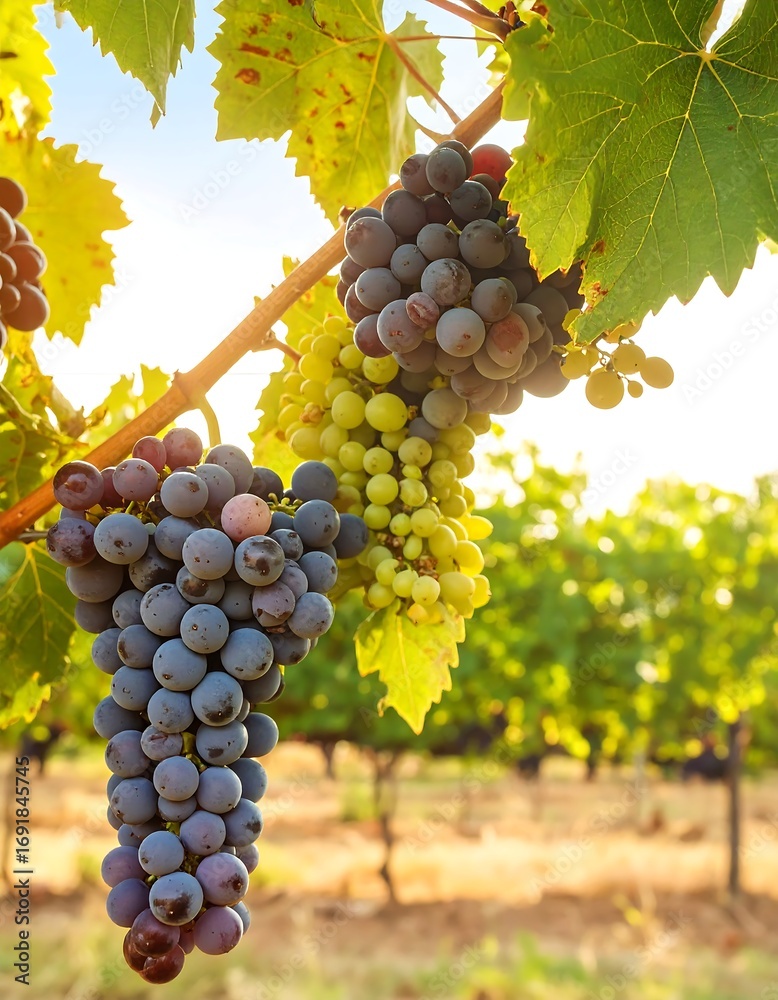 Fototapeta premium Vineyard Grapes Sunlight Closeup