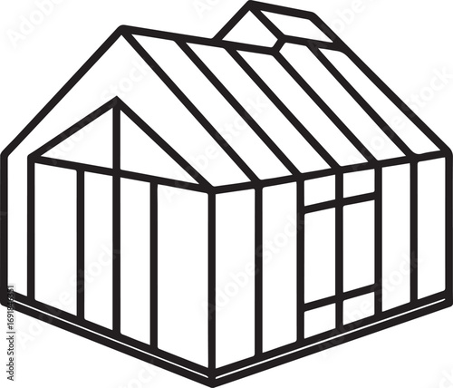 greenhouse outline vector illustration line art
