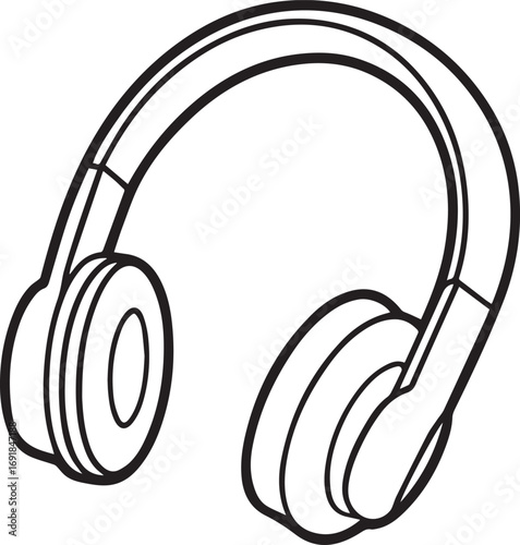 headphones outline vector illustration line art