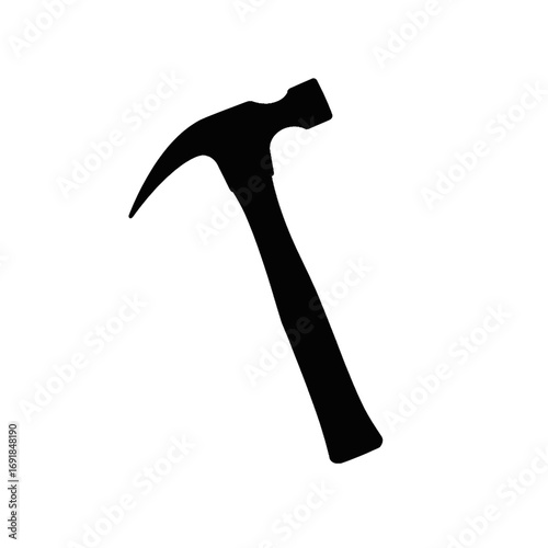 Silhouette of a claw hammer isolated on white background for construction and repair tool design