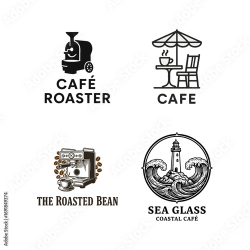 Various Coffee Shop and Cafe Logo Design Set