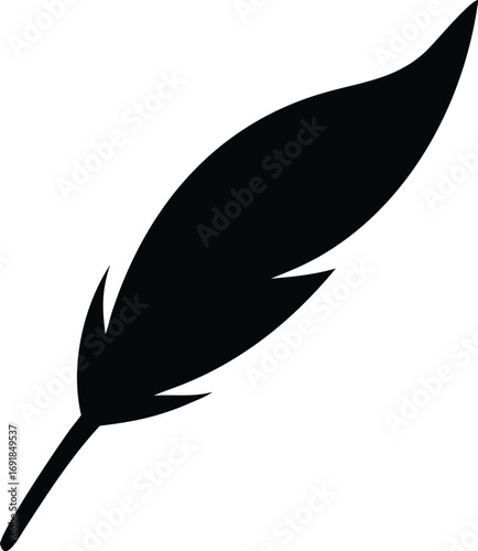 Elegant black feather silhouette symbolizing writing and creativity silhouette