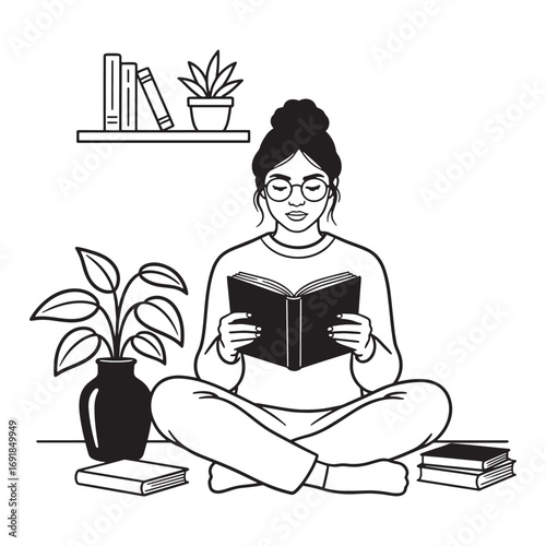 Enjoying a good book at home relaxing reading