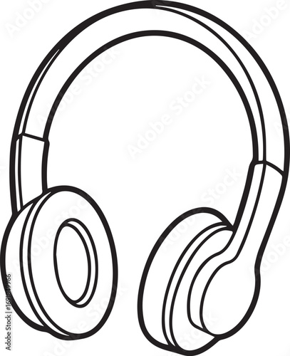 headphones outline vector illustration line art