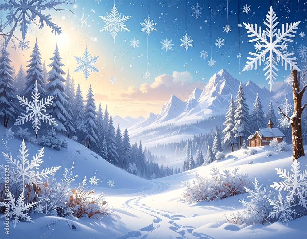 Obraz premium クリスマス 雪 生成AI 背景