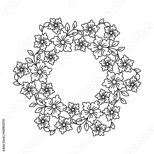 Soulful flower orbit mandala coloring book page