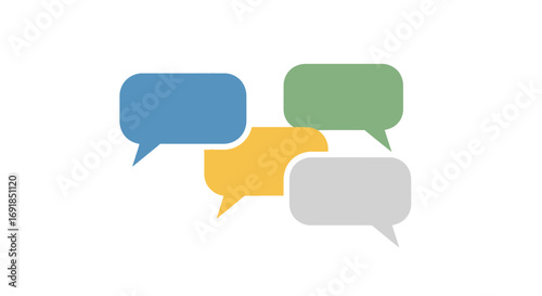 Four colorful speech bubbles communicating ideas and discussions in a digital conversation vector