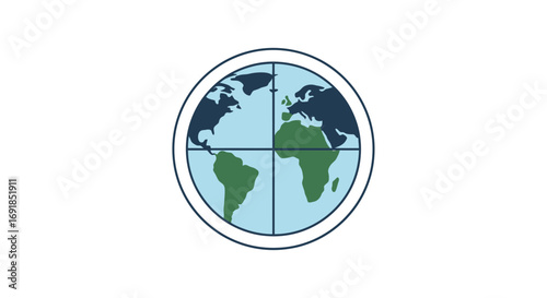 Global earth emblem a stylized representation of earth divided into four quadrants symbolizing unity and connectivity vector