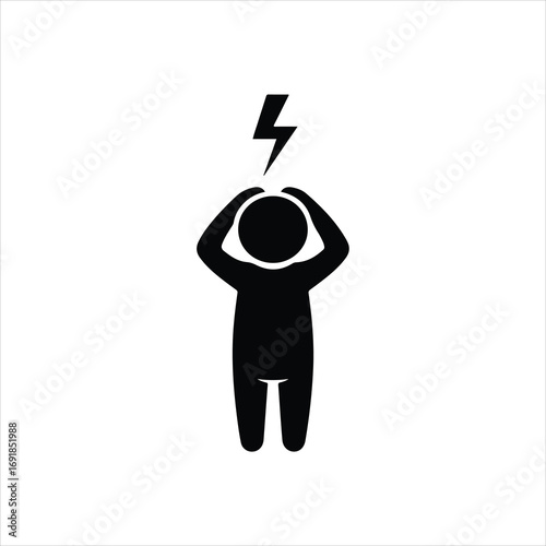 Black silhouette icon of a person experiencing a headache or stress.
