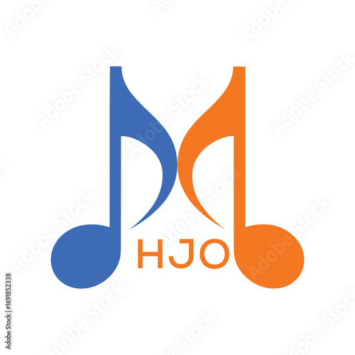 HJO Music Company logo. HJO Company logo design for Musical Note and business. HJO Entertainment Branding best icon.
