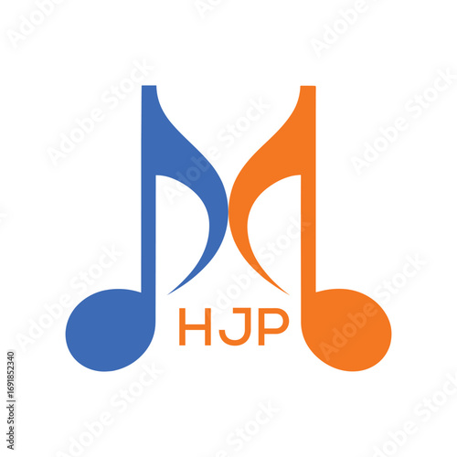 HJP Music Company logo. HJP Company logo design for Musical Note and business. HJP Entertainment Branding best icon.
