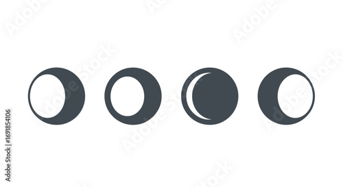 Celestial moon phases cycle icons representing lunar astronomy and space science concepts vector