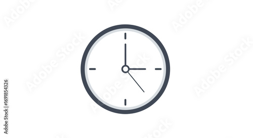 Simple analog clock face showing time with hour and minute hands isolated vector