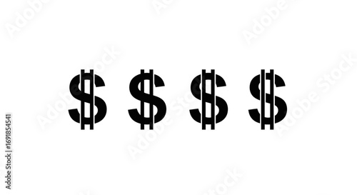 Four dollar signs repeating symbol of wealth and money symbolizing financial success vector