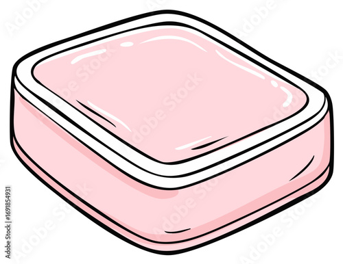 Simple pink soap bar with clean lines and a soft shiny surface