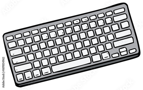 Cartoon Computer Keyboard Keys Gray Border Wireless Peripheral Equipment