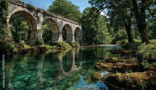 Stone Bridge Reflection in Tranquil Waters
