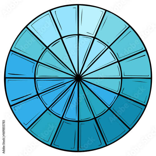 Blue gradient color wheel, vector illustration of a circular pattern