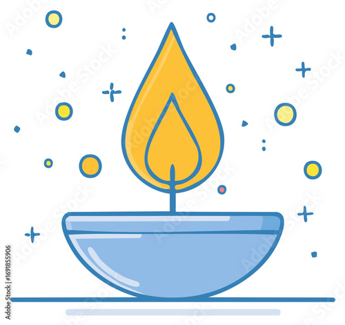 Vibrant Lit Diya Icon Illuminating with Warmth and Festive Spirit