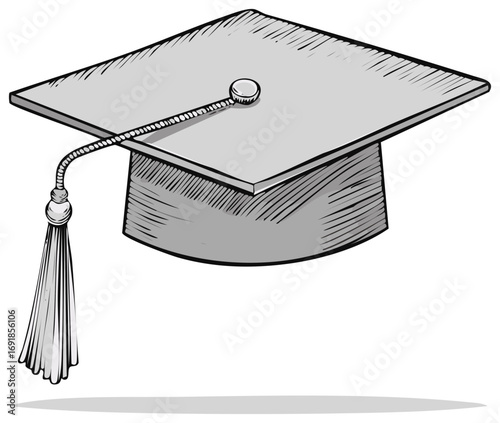 Graduation cap with tassel, sketch style, symbol of academic achievement and education